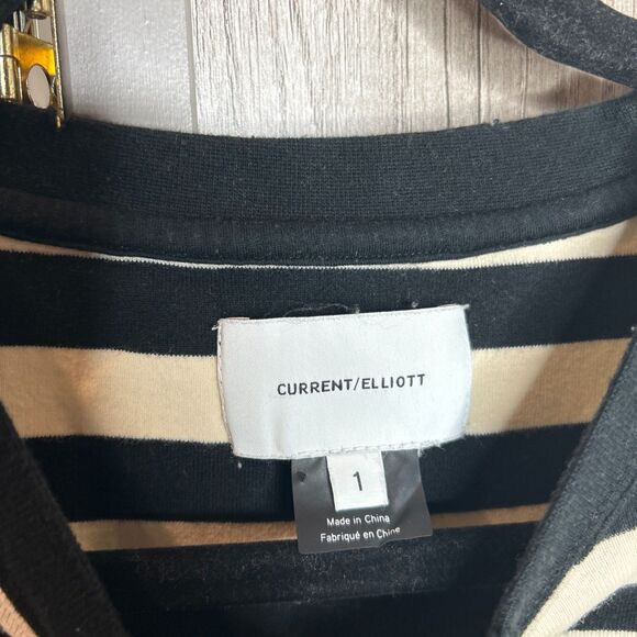 Current Elliott Oversized T Shirt Black White Stripes Short Slvs Distressed 1 - Picture 5 of 8